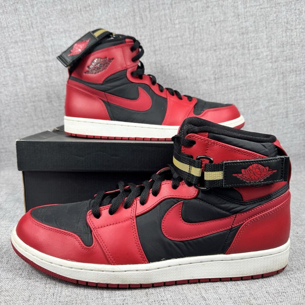 Nike Air Jordan 1 Strap High Gym Red Black Bred Sneakers Shoes Men's 13